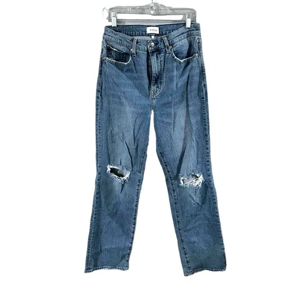EIC Pistola Size 29 High Waist Denim Jeans Distress Raw Hems Women's RN # 85555